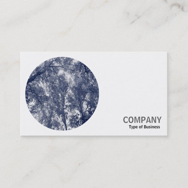 Round Photo - Blue Autumn Business Card (Front)