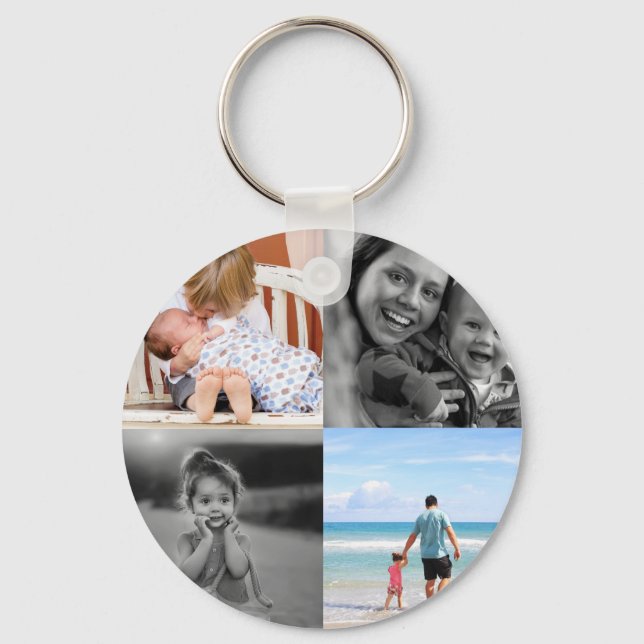 Round Photo Collage  Keychain (Front)