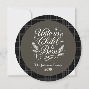 Round Photo Isaiah 9 6 Christmas Holiday Card