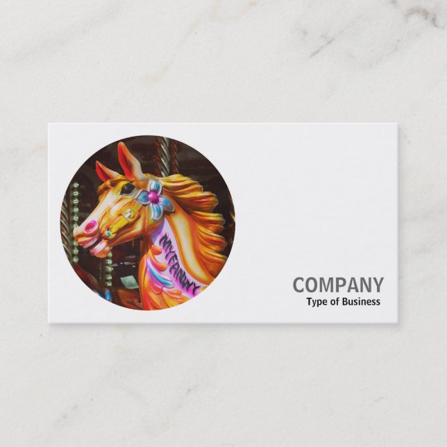 Round Photo - Merry-Go-Round Horse Business Card (Front)