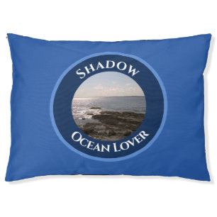 Round Photo of Atlantic Ocean Calm Sea Blue Pet Bed