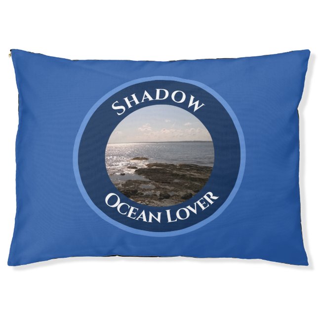 Round Photo of Atlantic Ocean Calm Sea Blue Pet Bed (Front)
