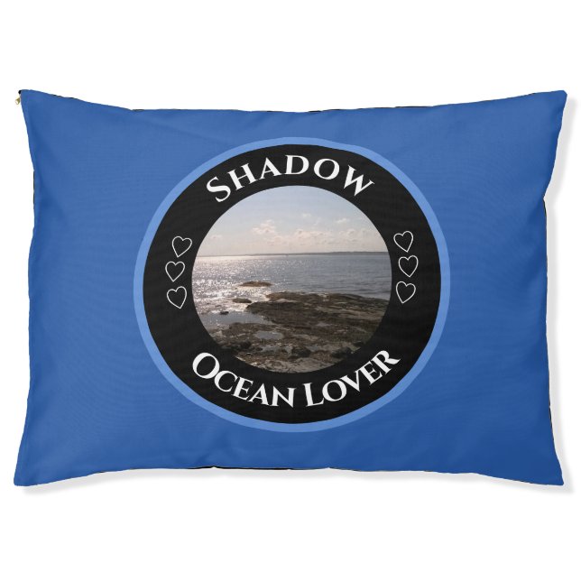 Round Photo of Atlantic Ocean Calm Sea Blue Pet Bed (Front)