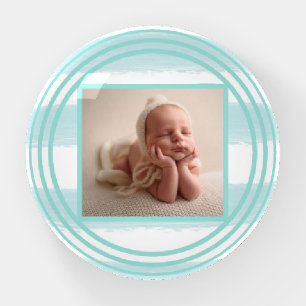 Round Photo Paperweight Baby Boy Modern Elegant