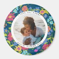 Round Photo Pretty Wildflower Frame with Text