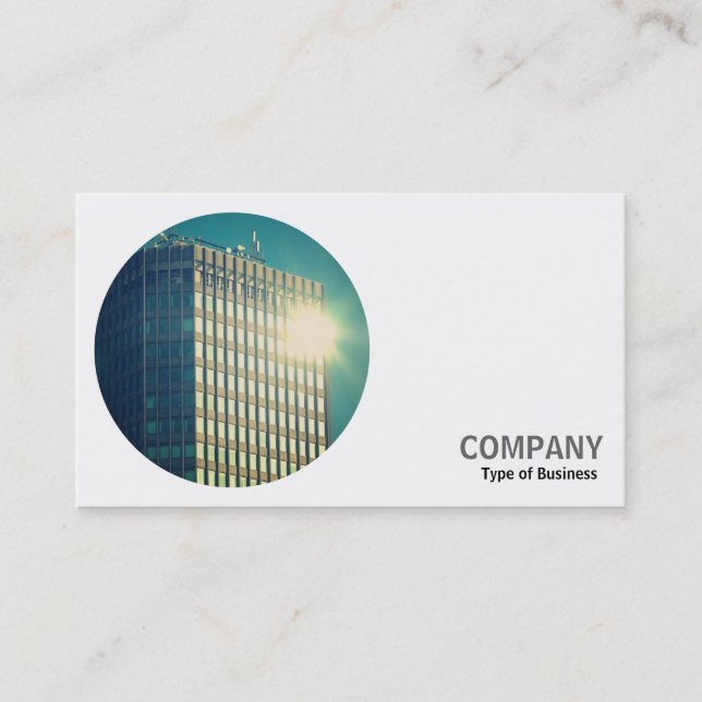 Round Photo - Sun Reflecting of an Office Block Business Card (Front)
