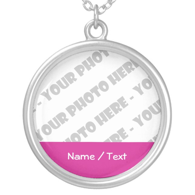 Round Photo & Text Necklace - Create Your Own (Front)