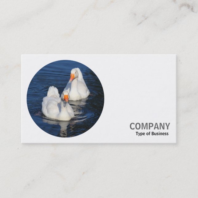 Round Photo - Two Emden Geese Business Card (Front)