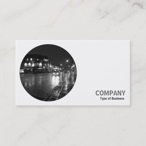 Round Photo _ Wet Road at Night BW Business Card