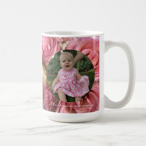 Round Photo Worlds Best Mom Love You Roses Custom Coffee Mug