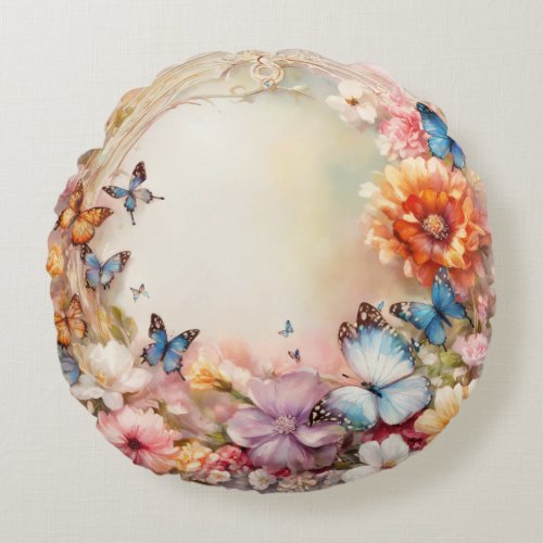 Round pillow and design butterfly 