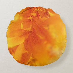 Round Pillow Colored Autumn Glow Leafs