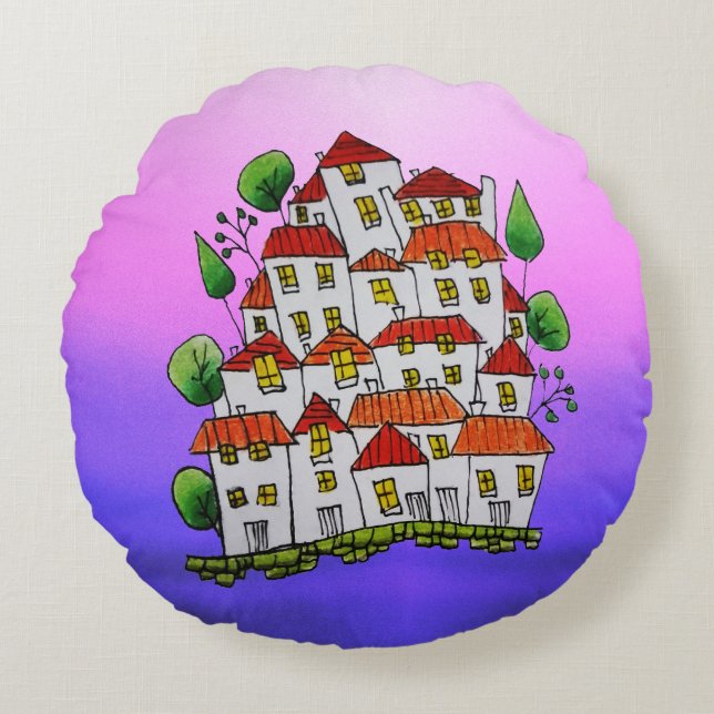 Round Pillow (Doodle - Hand-drawn) (Front)