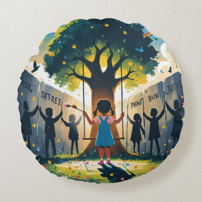 Round pillow, dream themed, fashion, trendy  pillow (Front)