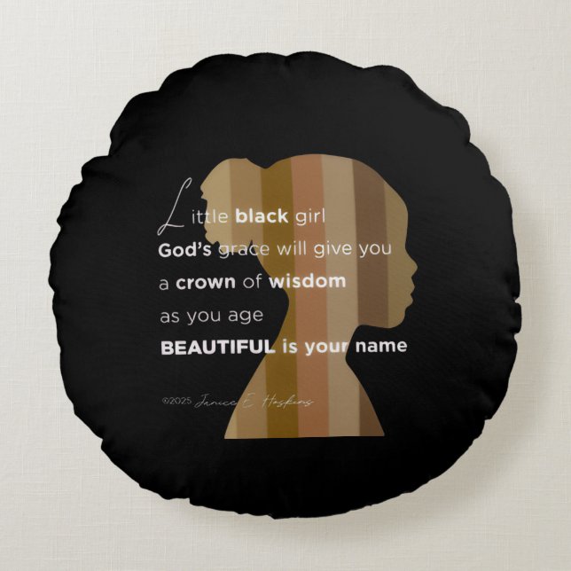 Round Pillow   "Ebony Woman" little black pillow (Front)