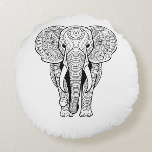 Round Pillow _ Mandala Elephant