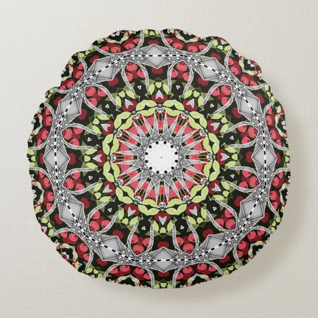 Round Pillow Mandala round pattern kaleidoscope re (Front)