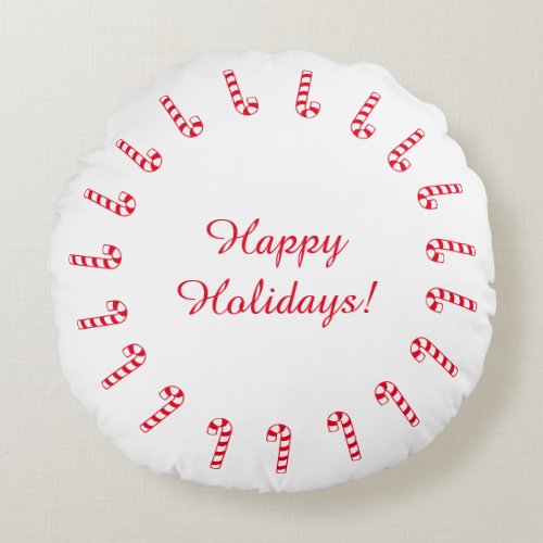 Round Pillow _ Red Candy Canes