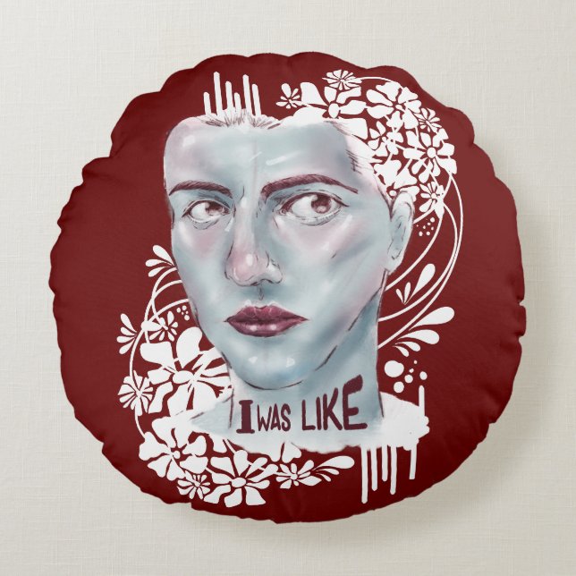 Round Pillow Red I Was Like (Front)