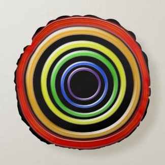 Round Pillow - Rings in Rainbow Colors