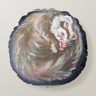 Round Pillow Sleeping Resting Ferret