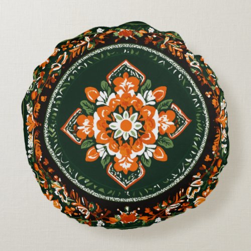 Round Pillow Style Ethnic Ukranian Design For Home