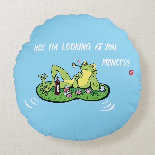 Round Pillow Valentine's Day Love Frog  (Front)