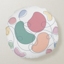 Round Pillow with Minimalist Abstract Motifs