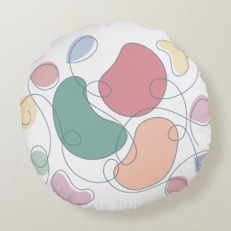 Round Pillow with Minimalist Abstract Motifs