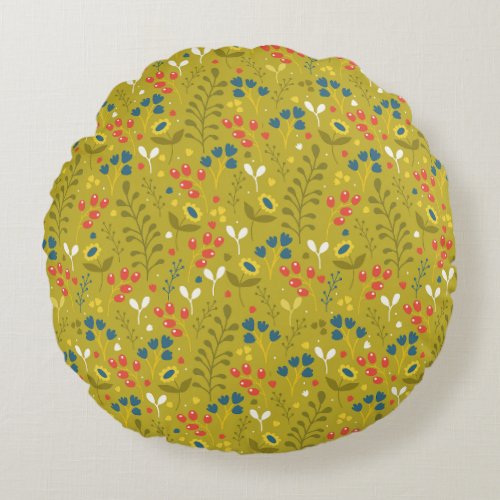 Round Pillow with seamless flower pattern