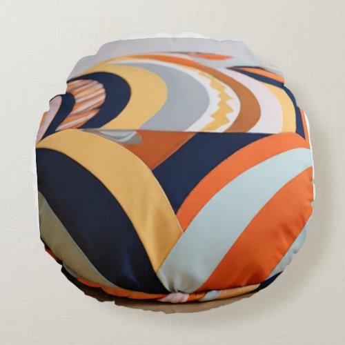 Round Pillowcase Vibrant Geometrical Figures Round Pillow