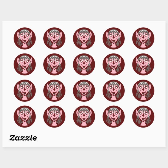 Round Pink Orc Girl Classic Round Sticker (Sheet)