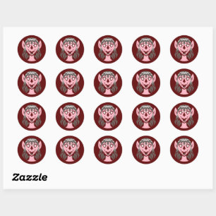 Round Pink Orc Girl Classic Round Sticker