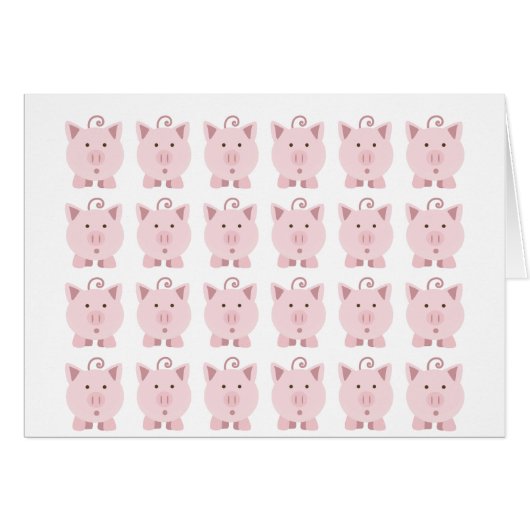 Round Pink Pig Pattern Cards (Front Horizontal)