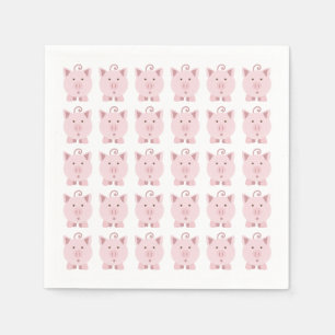 Round Pink Pig Pattern Napkins