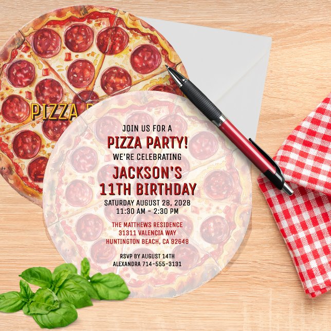 🍕 Round Pizza Party Birthday Invitation (Creator Uploaded)