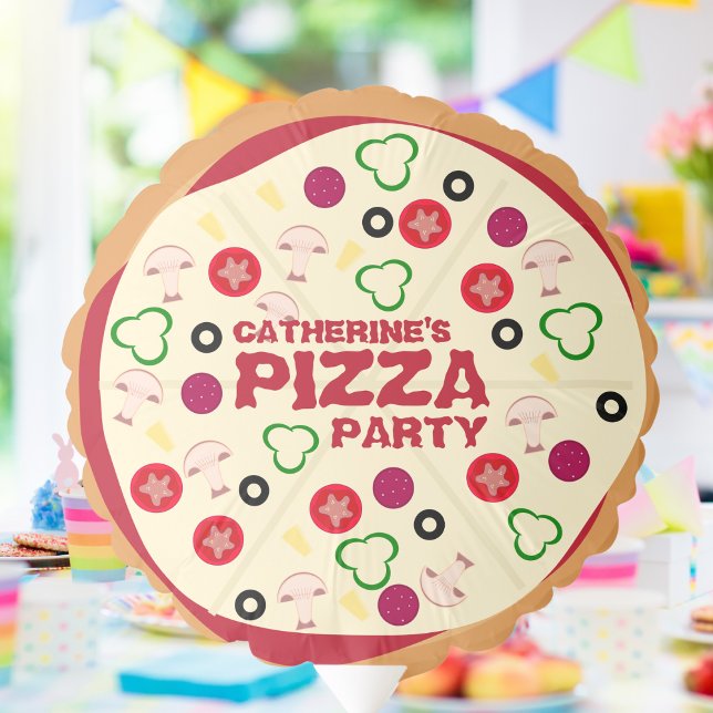 Round Pizza Party Kids Birthday  Balloon (Creator Uploaded)