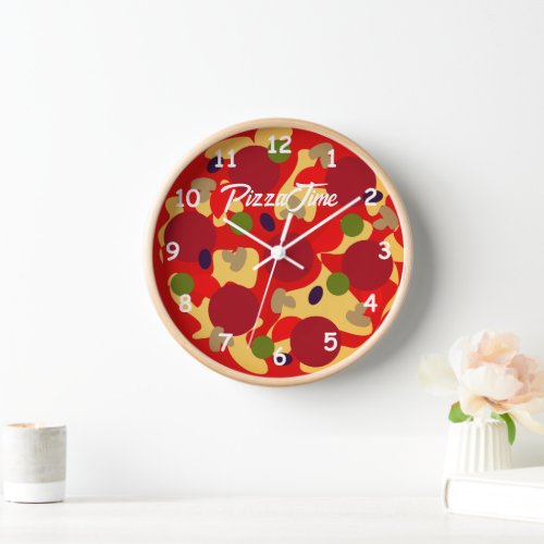 Round pizza wall clock