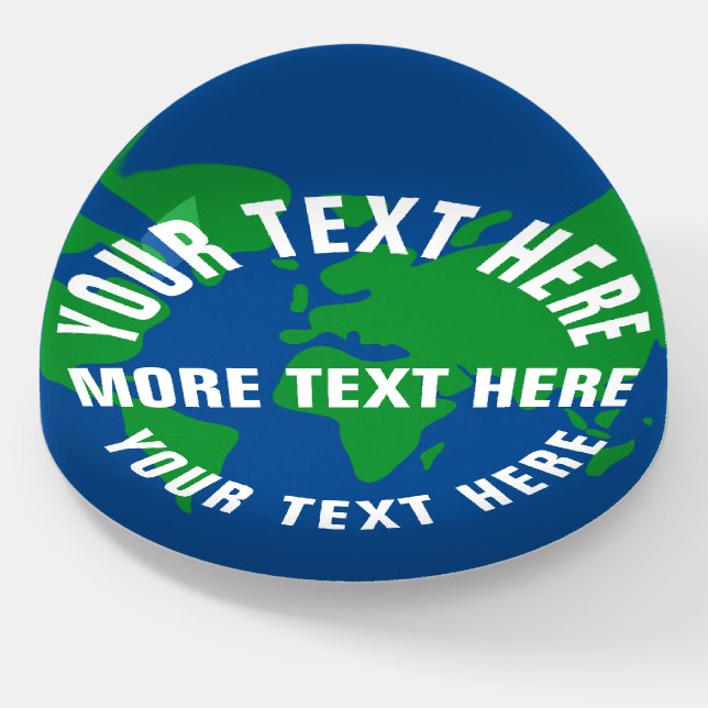 Round planet earth globe custom dome paperweight (Angled)