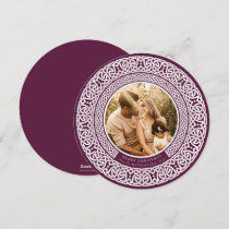 Round Plum + Off White Celtic Holiday Photo Card