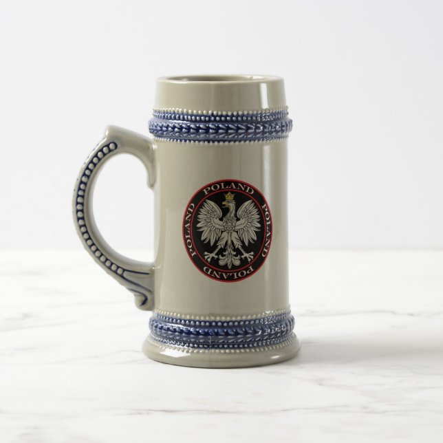 Round Polish Eagle Beer Stein (Left)