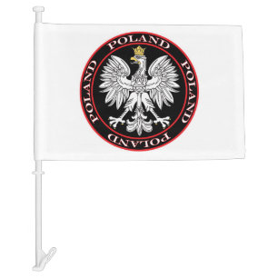 Round Polish Eagle Car Flag