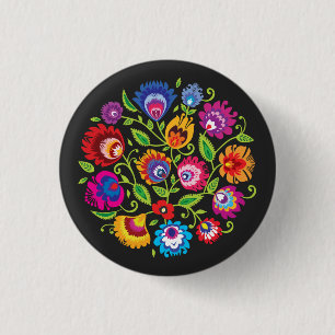 Round Polish folklore composition Button