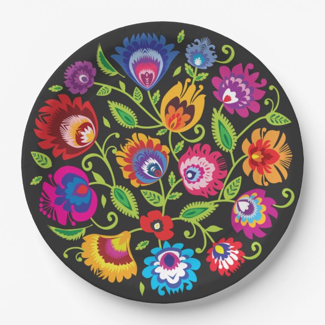 Round Polish folklore composition Paper Plates (Front)
