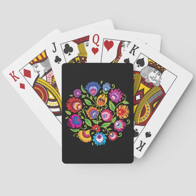 Round Polish folklore composition Poker Cards (Back)