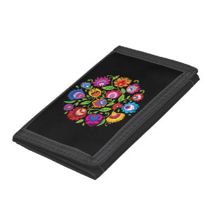 Round Polish folklore composition Tri-fold Wallet