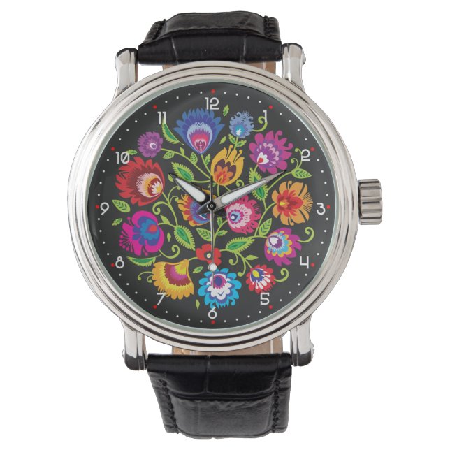 Round Polish folklore composition Watch (Front)