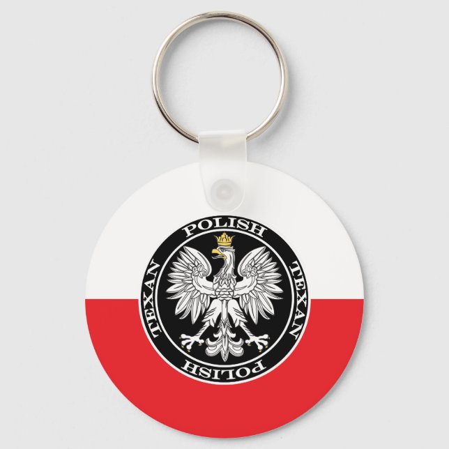 Round Polish Texan Eagle Keychain (Front)