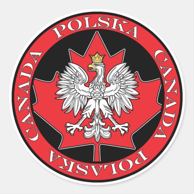 Round Polska Canada Leaf Classic Round Sticker (Front)