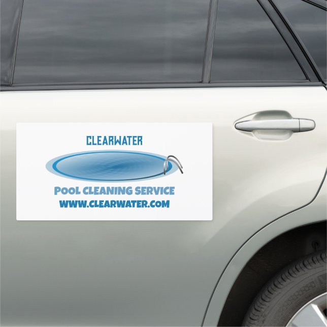 Round Pool Design, Swimming Pool Cleaning Service Car Magnet (In Situ)